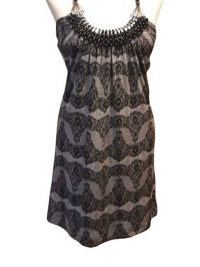 Audrey Ann Black & White Embellished Statement Necklace Front NWT Size Large